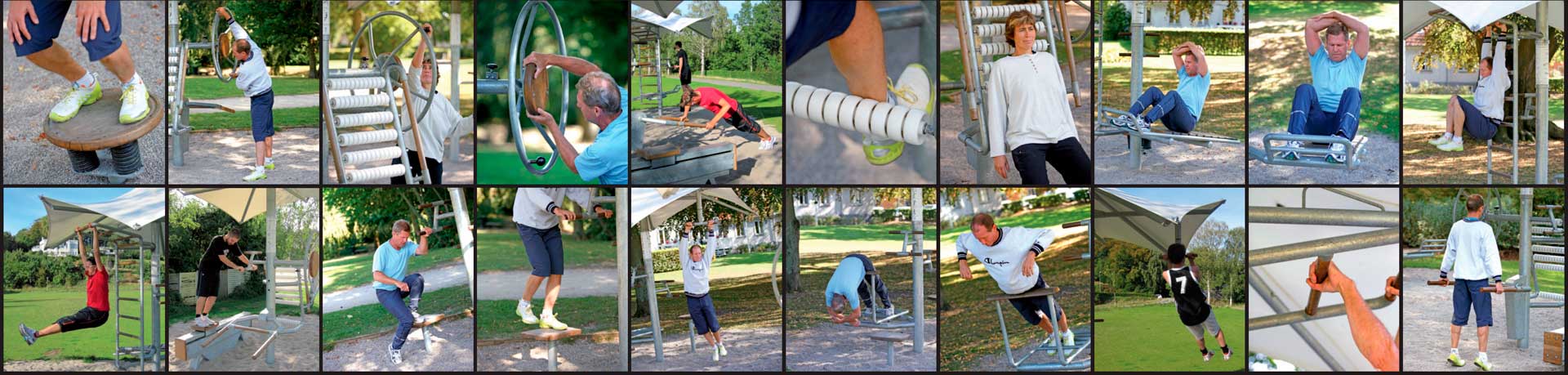 Collage af folk der træener i TræningsPavilloner